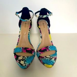 Brand-new Aldo Heels multicoloured snake embossed size 37.5